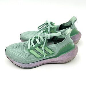 Adidas UltraBoost 21 Womens Size 7 Hazy Green Running Sneakers Shoes FY0408
